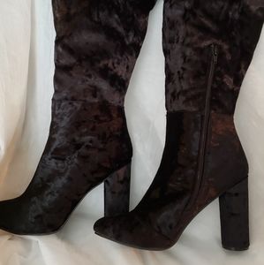 Thigh high, Black, Velvety Boots-4" heel, sz 11